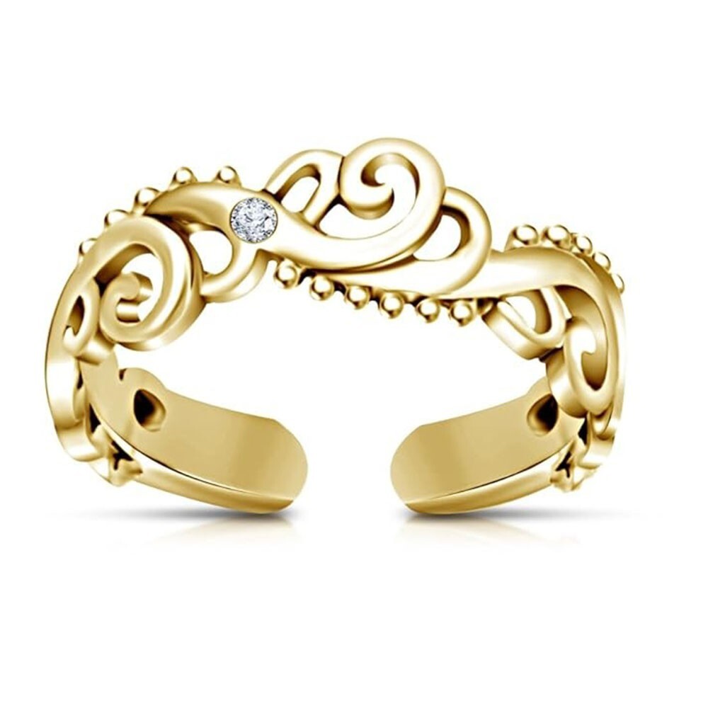 Simulated Diamond 14K Yellow Gold Plated Filigree Adjustable Toe/Midi Ring