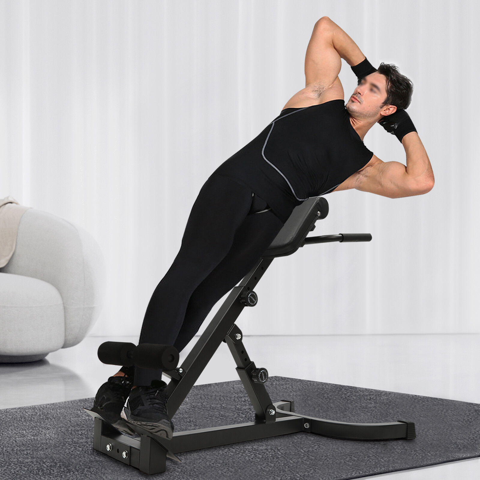 Home Fitness Workout Roman Chair Hyperextension Back Extension Bench Adjustable