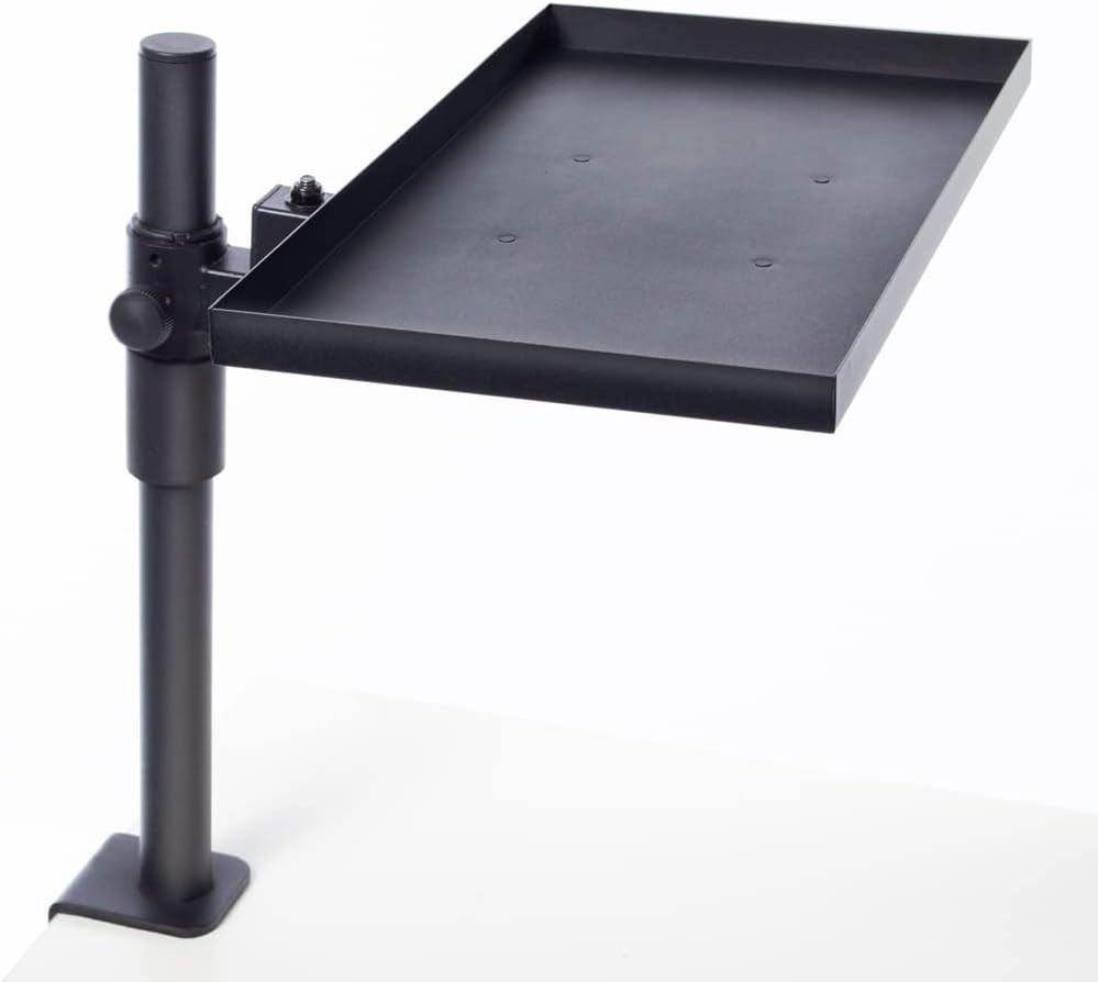 ROUNDS Tray Tabletop Mount Arm Stand Shelf, ‎8.66” D x 15.74” W Steel, Black New