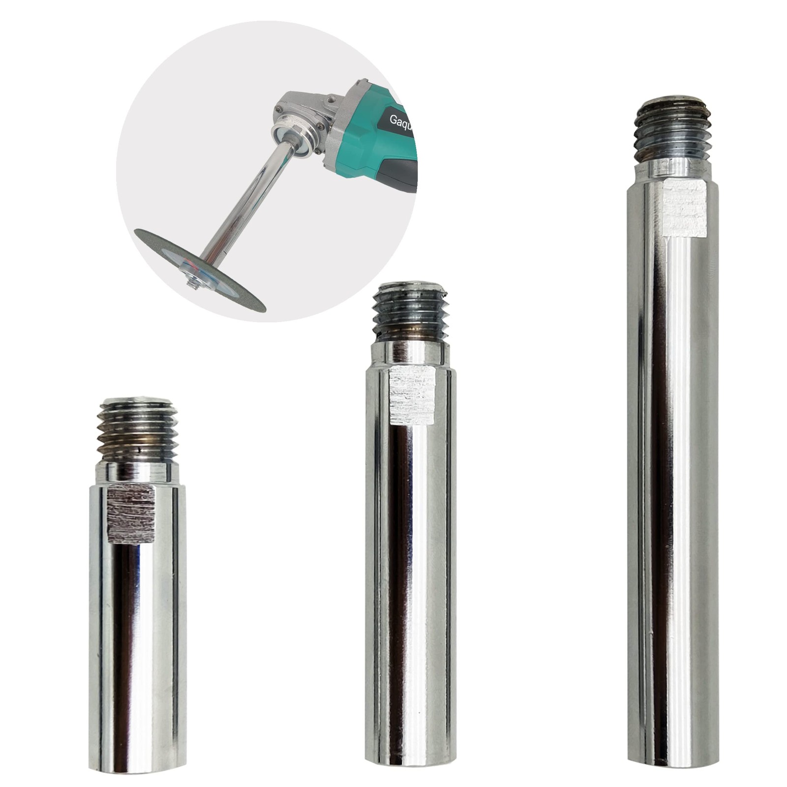 Gaquolam 5/8"-11 Thread Angle Grinder Extension 75mm, 100mm, 140mm, Silver