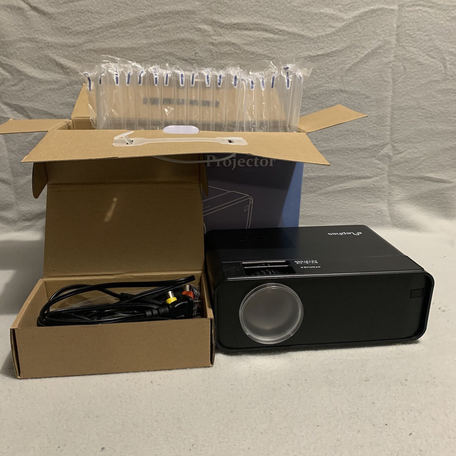 NEVER USED Elephas Wifi Mini Projector HD Cables + Remote Bundle