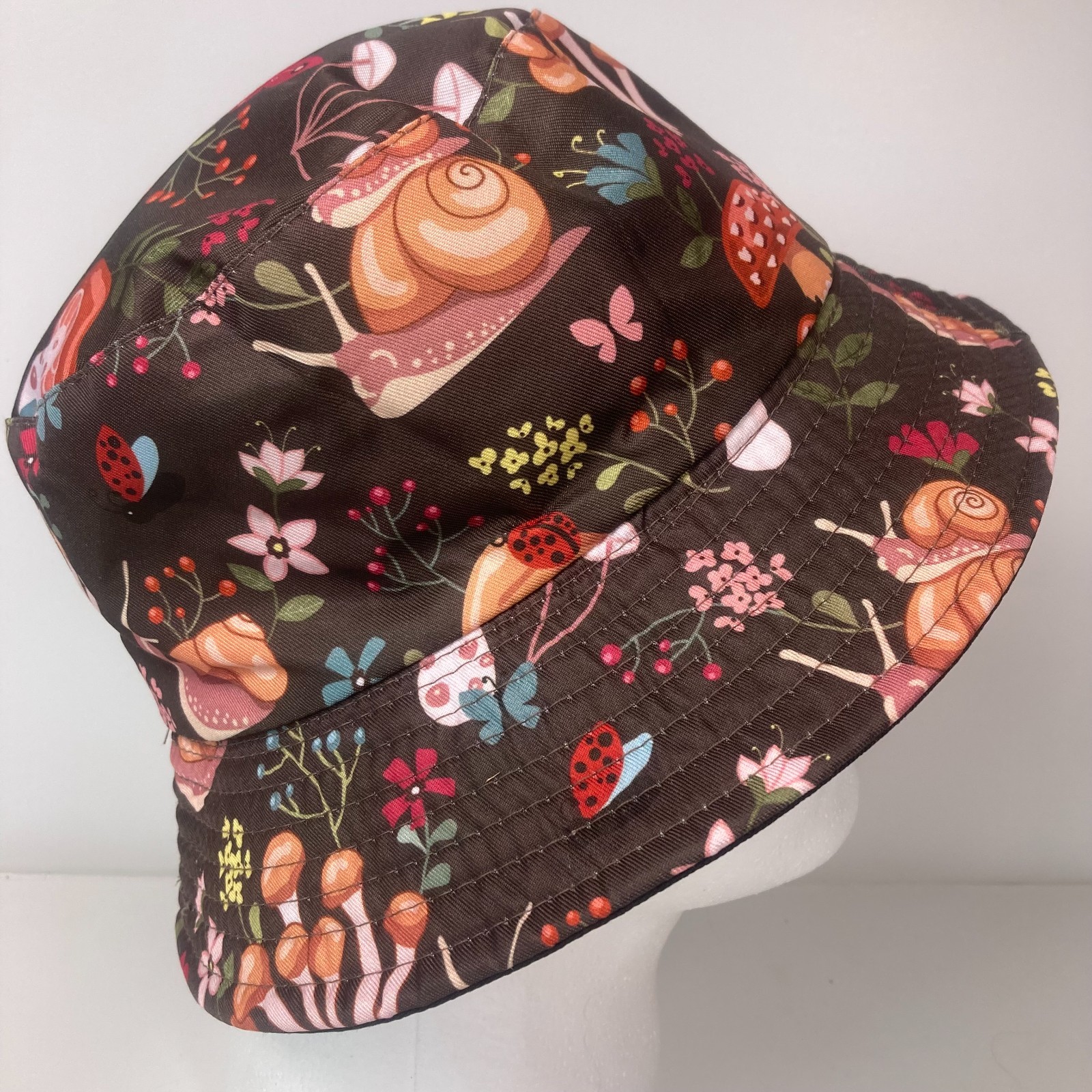 Mushroom Fungi Print Bucket Sun Hat Toadstool Fairycore Forest Earthy Garden