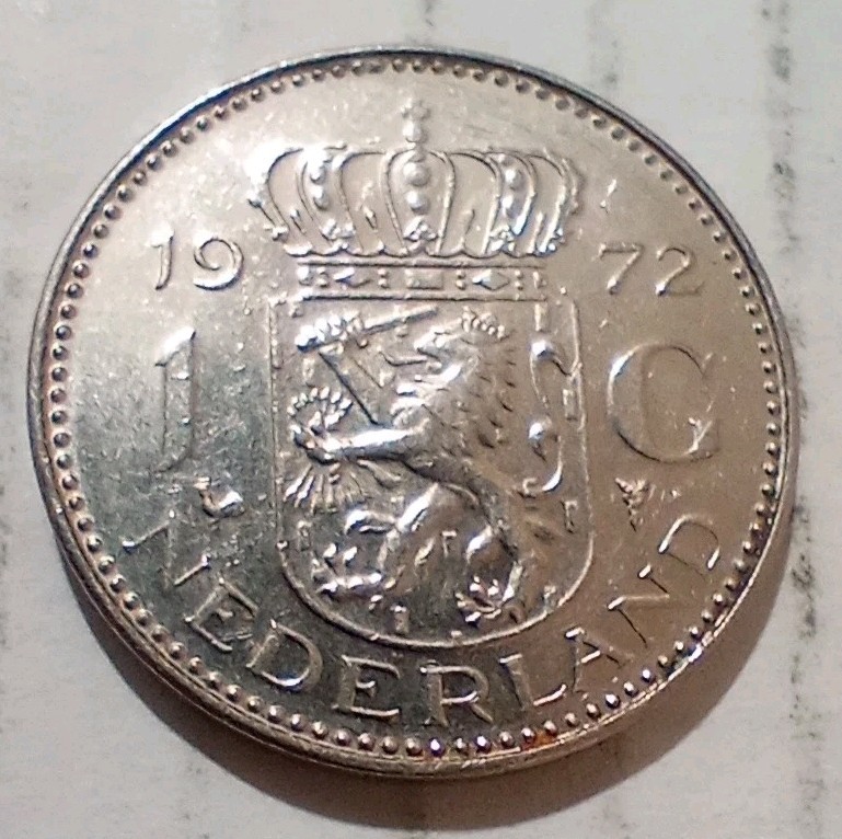 1972 Netherlands 1 One Gulden Juliana Koningin Der Nederlanden Coin Crown Lion