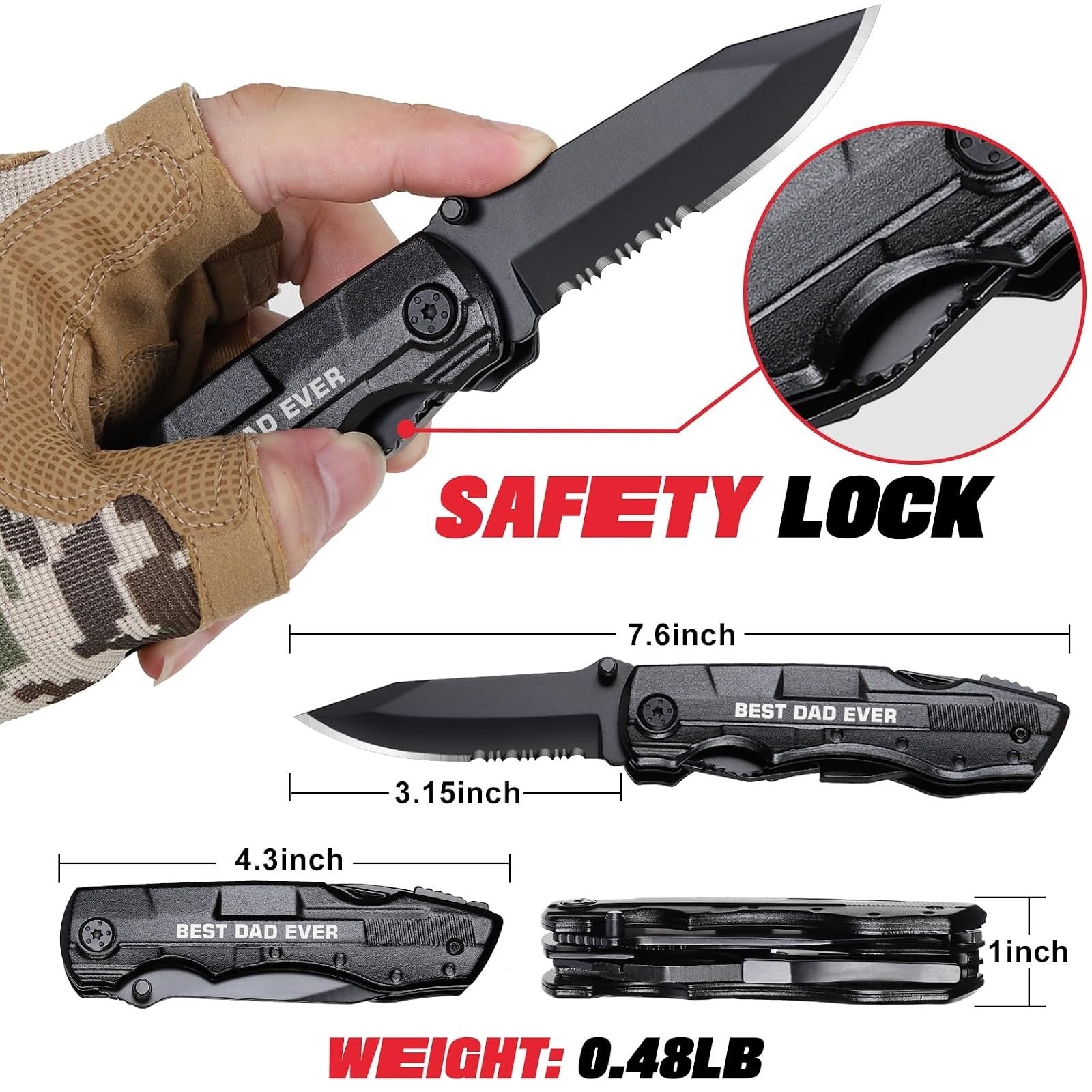 ZAVIT BEST DAD EVER Multitool Knife - Perfect Gift for Dad