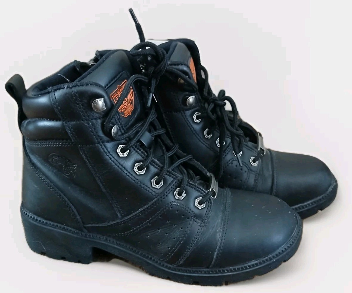 Milwaukee Leather Womens Leather Riding Boots Black Side Zipper 9 M Biker Boots