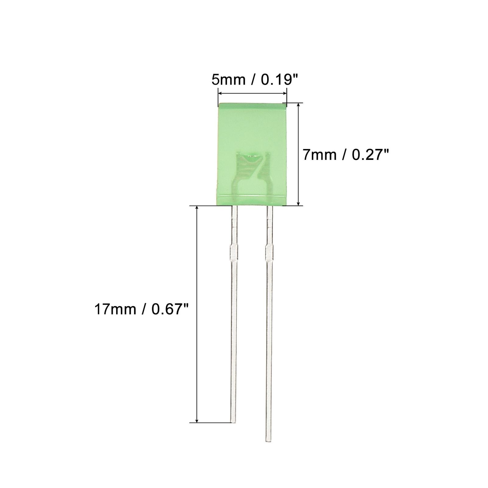 150Pcs 2x5x7mm Light Diode Rectangular Bright LED Lamp Bulb Yellow Green