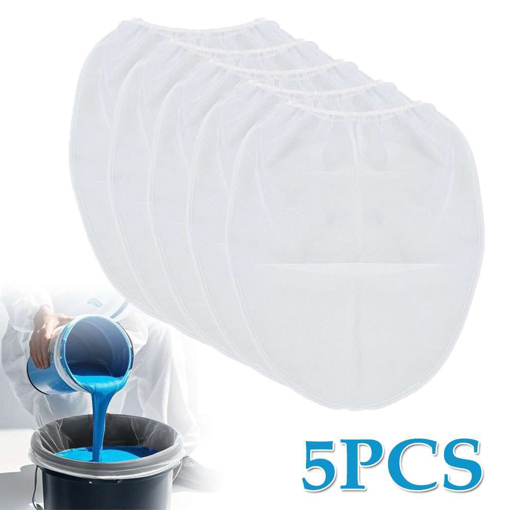 5PCS 5 Gallon Paint Strainer Bag with Elastic Drawstring Top Opening Nylon Mesh