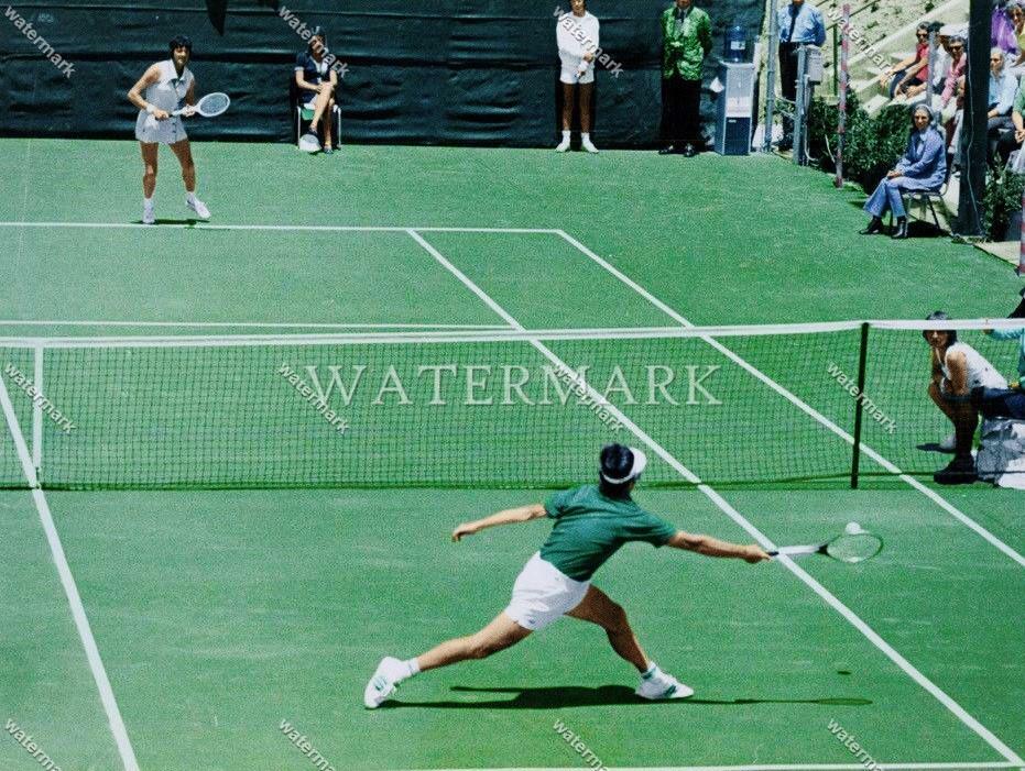 EF437 Bobby Riggs-Margaret Court Tennis 8x10 11x14 16x20 Colorized Photo