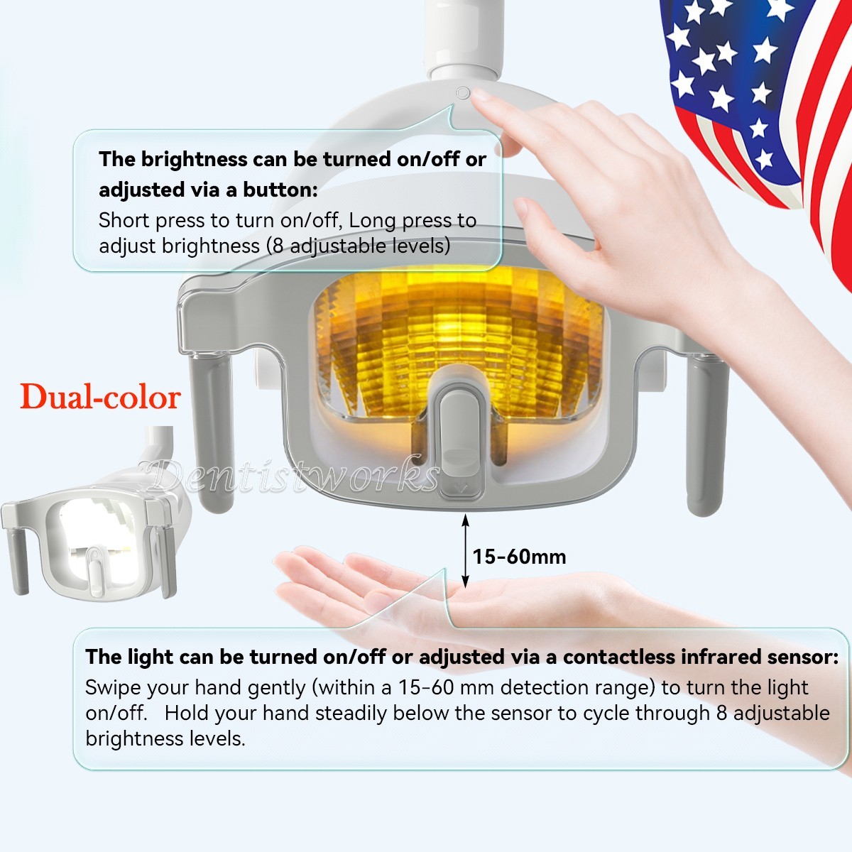 Dental LED Lamp Oral Light Dual-color Lamp for Dental Chair Infrared Sensor