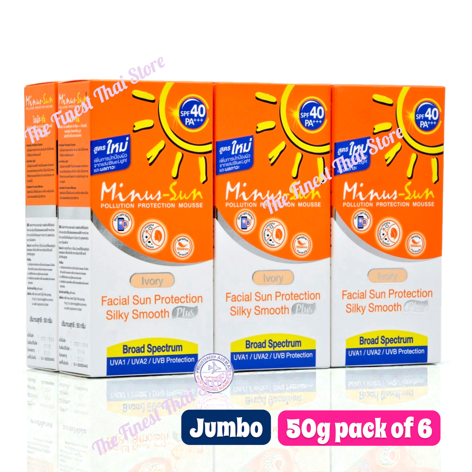 50g x 6 Minus Sun Sol Ivory Facial Protection Silky Smooth SPF40 Broad Spectrum