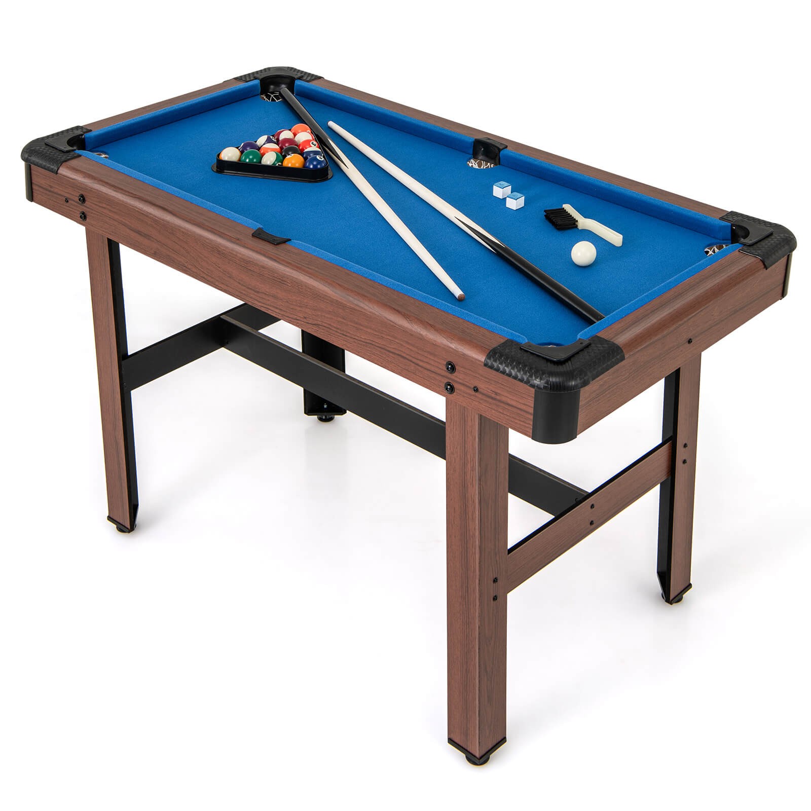 48" Pool Table for Kids & Adults W/ Full Set of Balls 2 Cue Sticks 2 Chalks