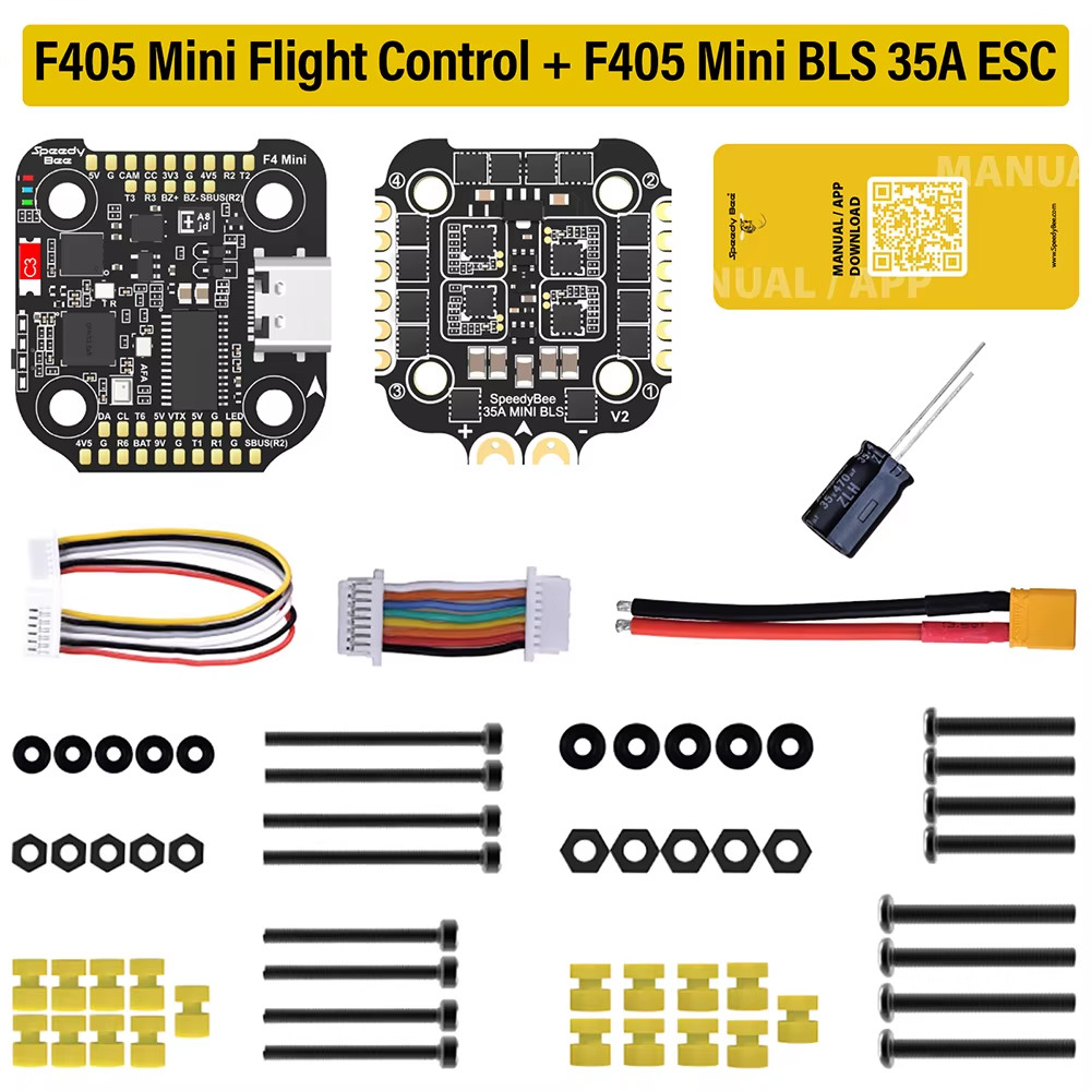 SpeedyBee F405 Mini Stack FC+ESC - BLS 35A V2 3-6S 20x20 4-in-1 ESC