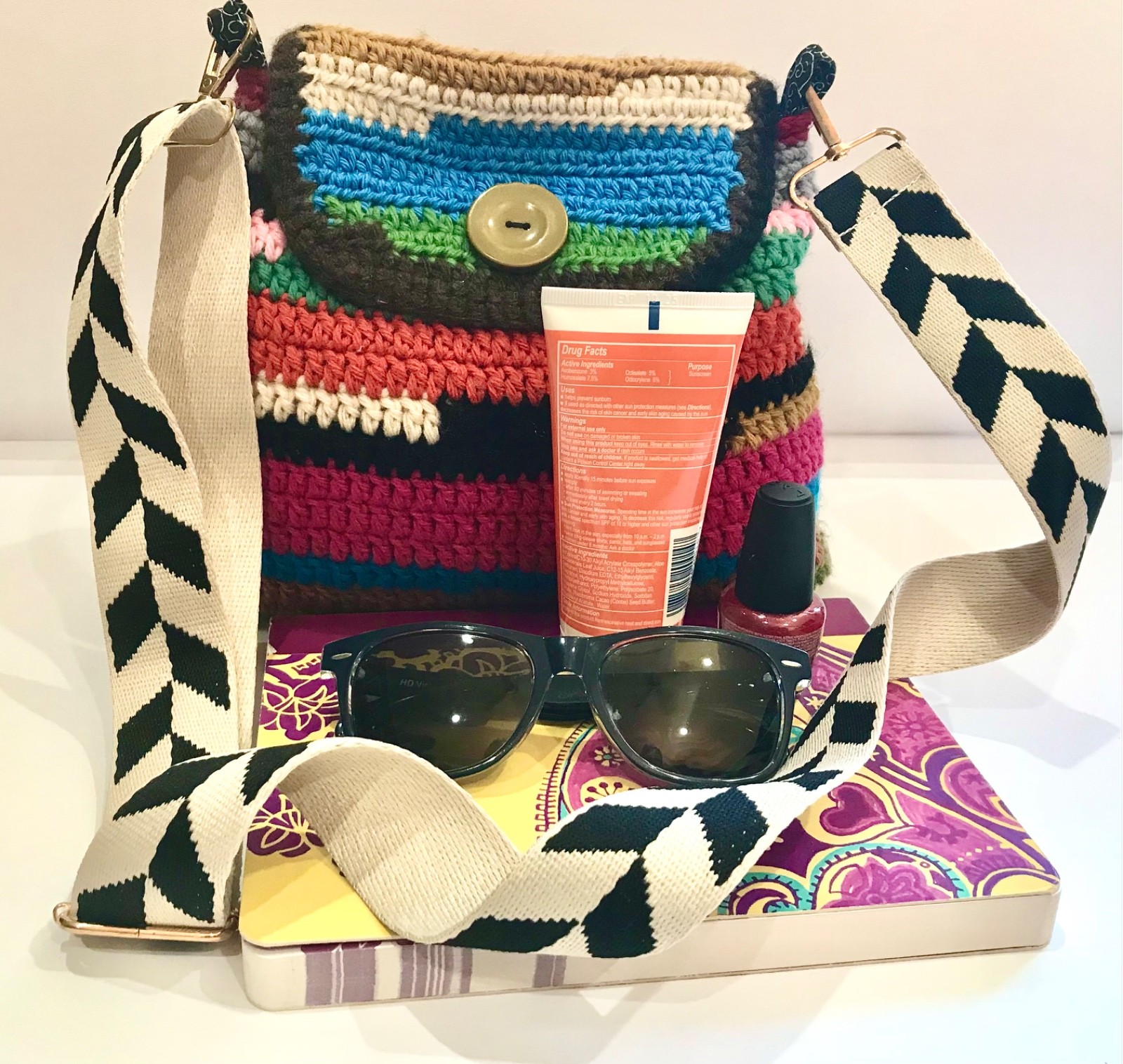 Crochet knitting LINED crossbody shoulder purse handbag satchel Mother’s Day