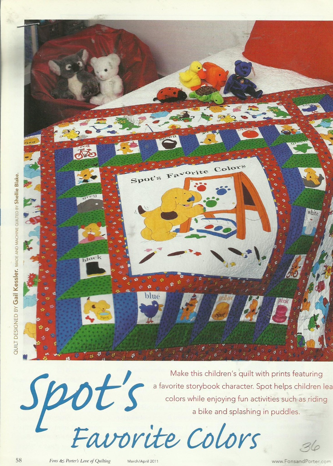 D0109  SPOT'S FAVORITE COLORS QUILT PATTERN/INSTRUCTIONS