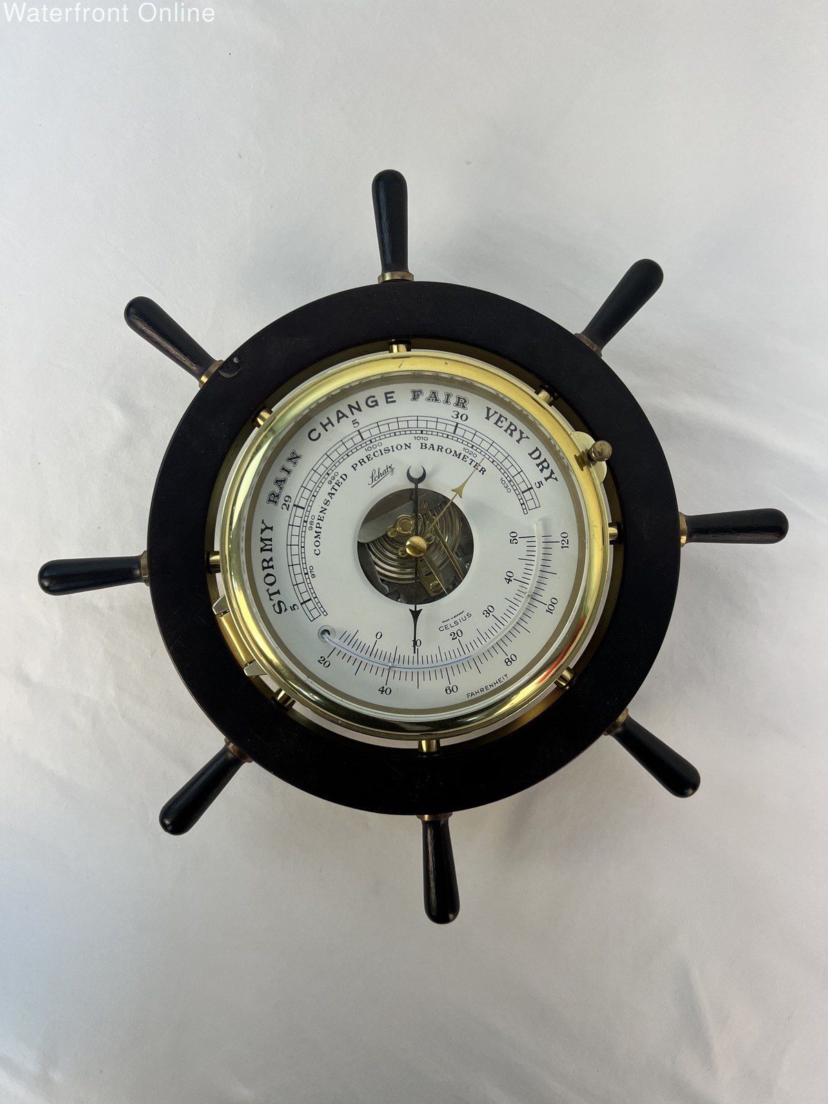 Vintage Schatz German Royal Mariner Compensated Barometer Thermometer Nautical