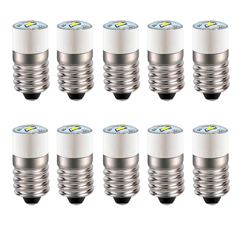 Pack of 10 White Screw Base LED Bulbs #46 6.3v E10 for Pioneer SansuI and other