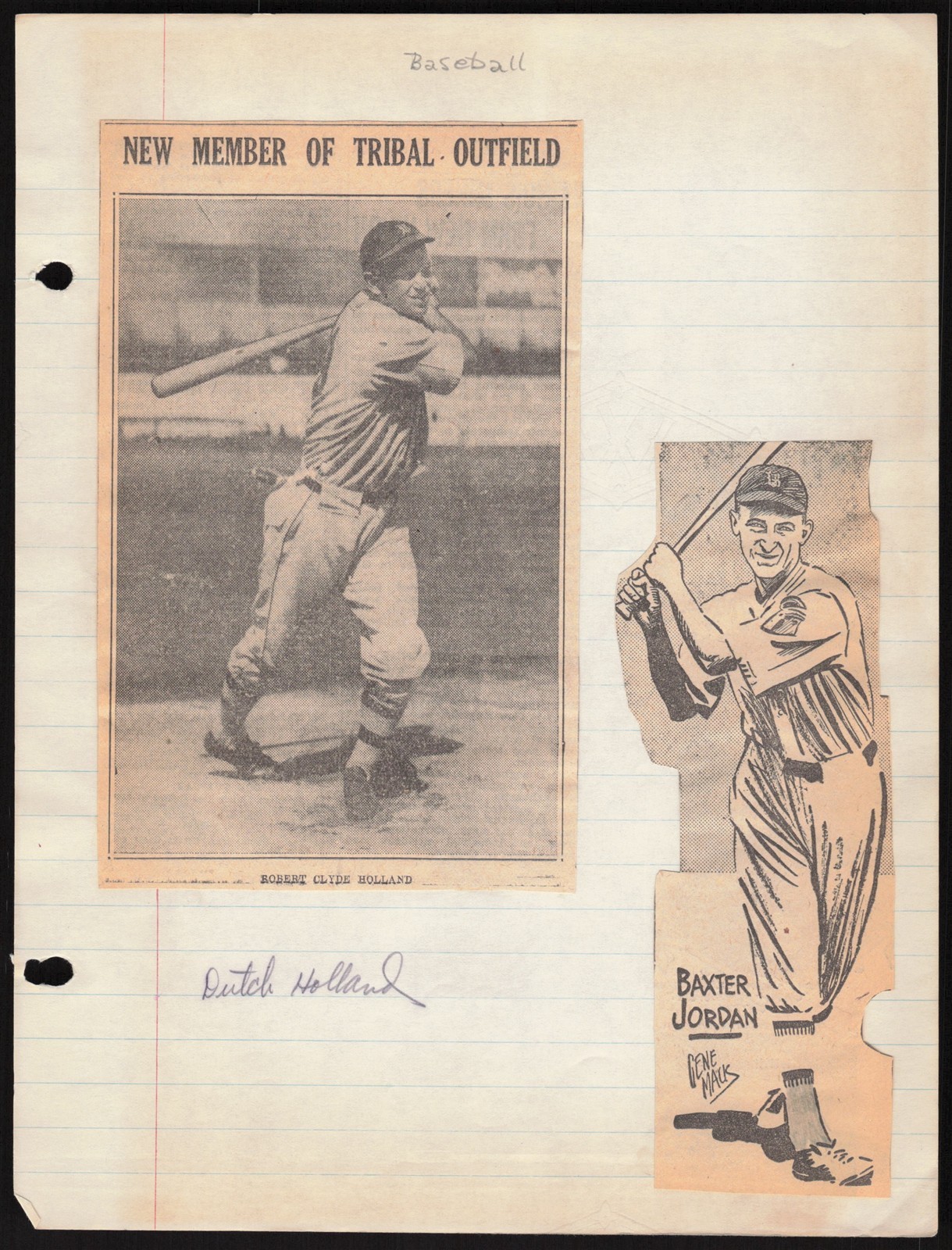 Robert Clyde Dutch Holland Signed 8" x 10" Scrapbook Page Autograph *AC79