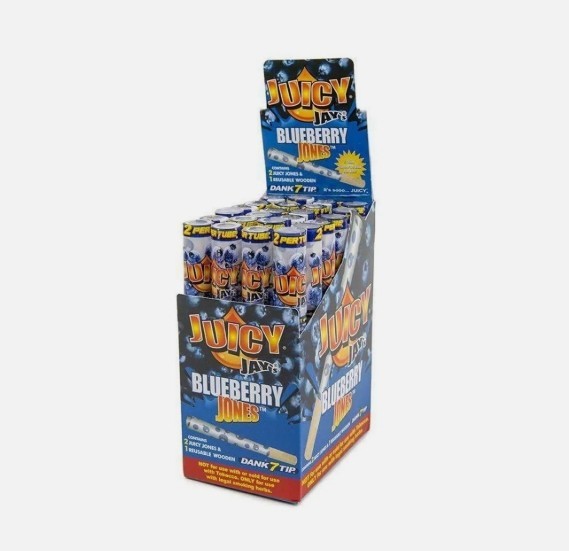 Juicy Jay's Blueberry Jones Flavored Pre Rolled Cones-24 pks per display