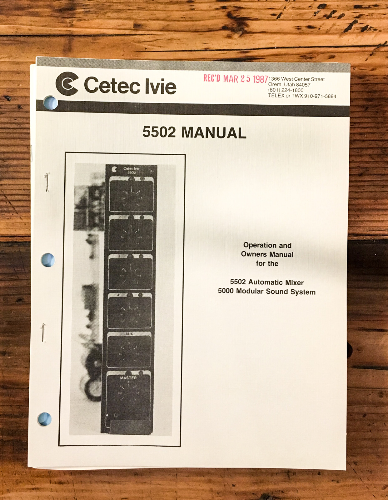 Cetec Lvie Model 5502 Mixer & Sound System Owners / Operation Manual *Original*