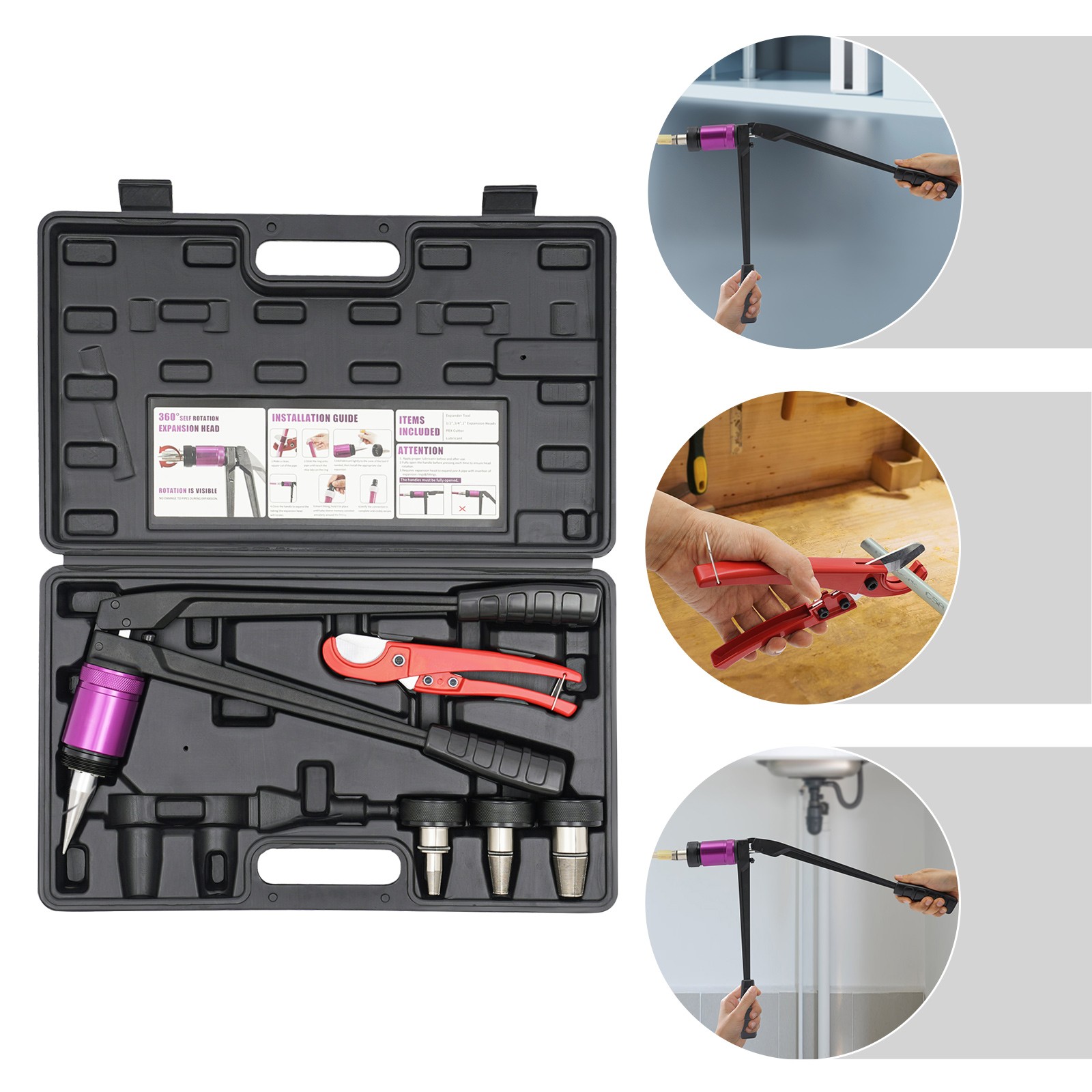 Expander Tool Kit Tube Expander Kit PEX-A Expander Tool Kit 1/2", 3/4", 1"