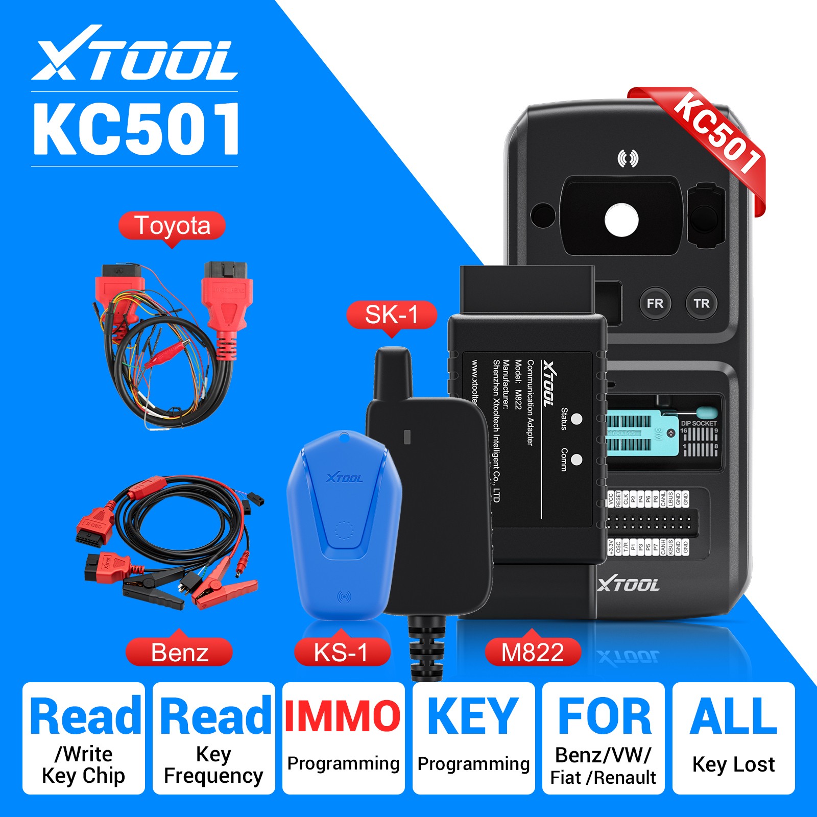 XTOOL KC501 SK1 M822 KC100 KS-1 Set Car Coding Programming Tool for D8 D9S PAD3