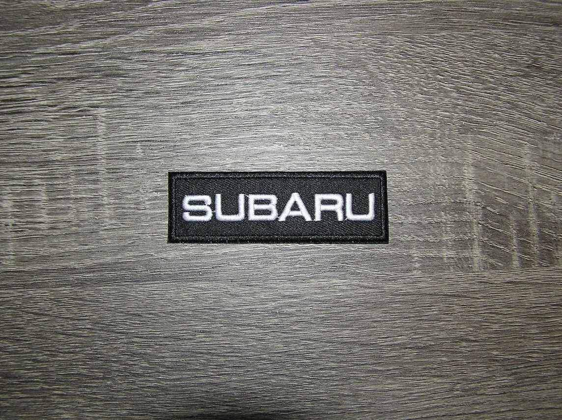 Subaru Motorsports Racing Car White & Black Embroidered Iron On Patch 3.5" x 1"