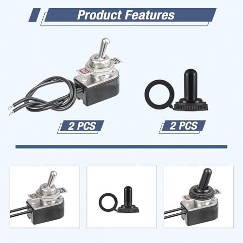 Toggle Switch ON Off 2Pin Toggles Switches SPST 6A Toggle Switch with Leads
