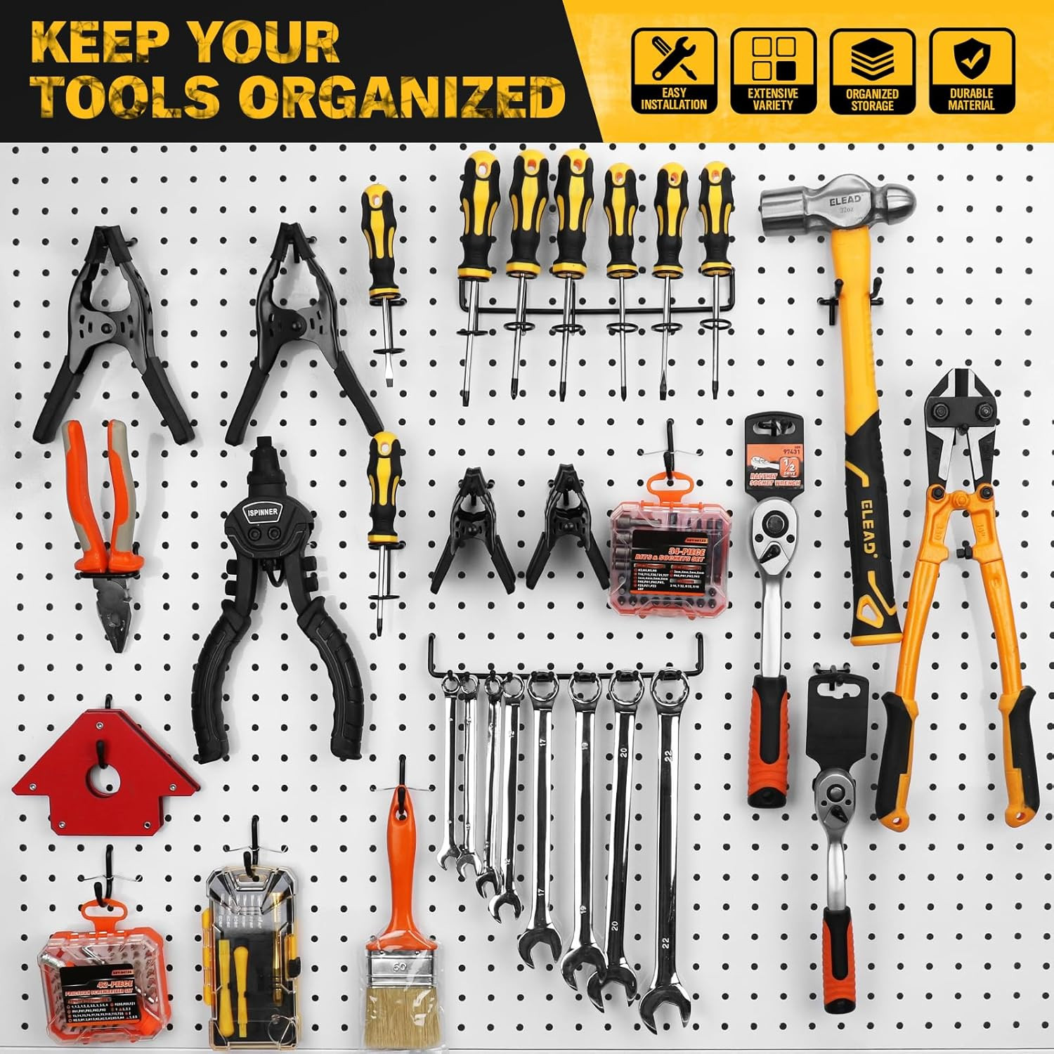 200-Piece Extra Thick Pegboard Hooks Set, 1/4" Heavy Duty Black Peg Board