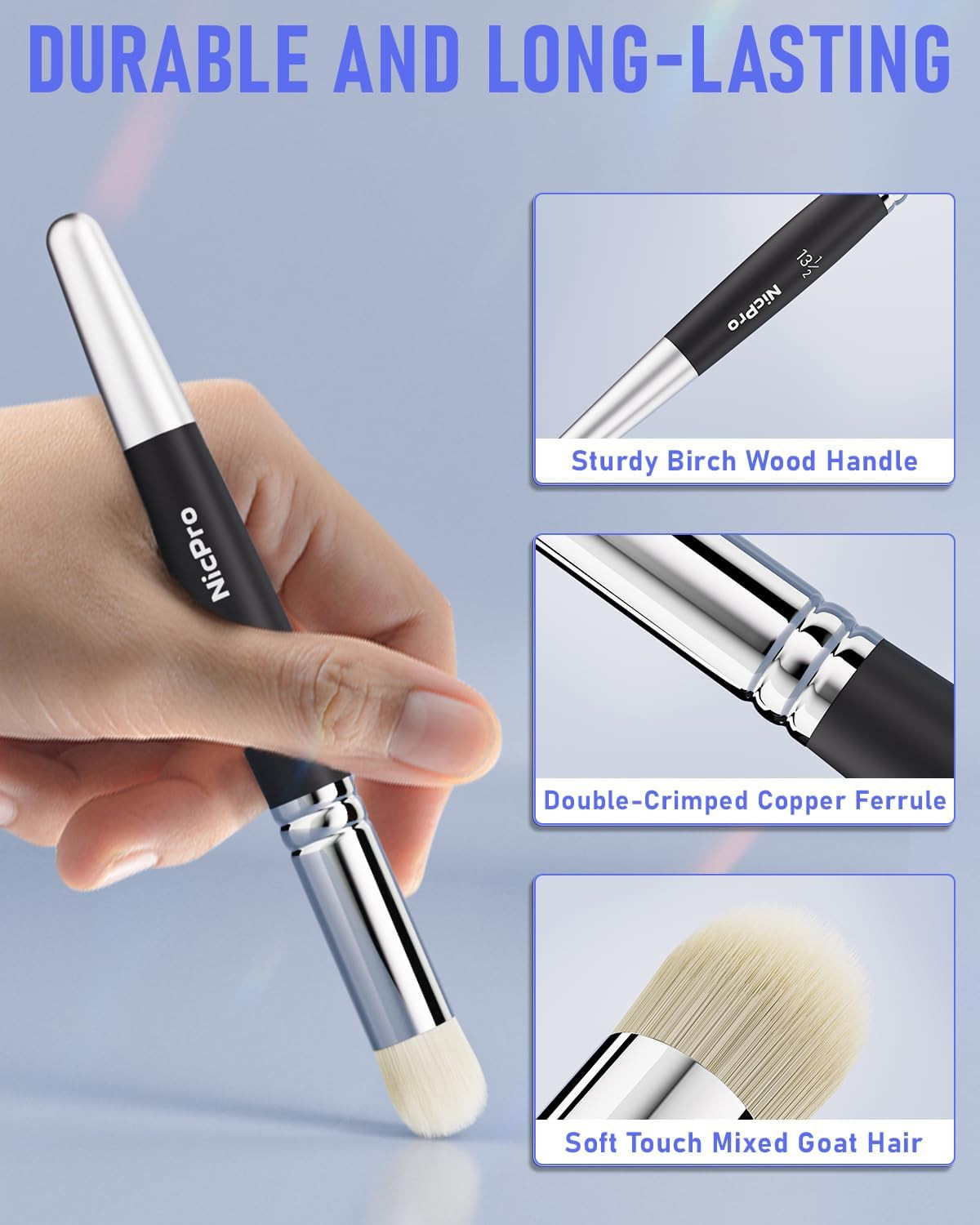 Nicpro Dry Brush Miniature Painting, 7 Sizes Professional Acrylic Drybrush Set w
