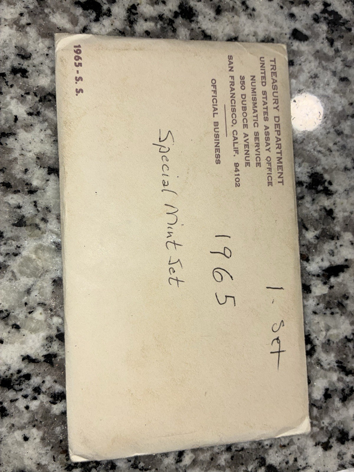1965 U.S. Special Mint Set (SMS) San Francisco, Original Envelope & Mint Letter