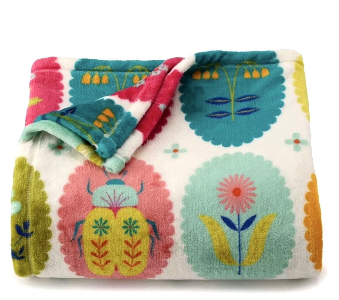 THE BIG ONE GARDEN ICONS OVERSIZE PLUSH THROW BLANKET NWT 5 FT X 6 FT COZY SOFT