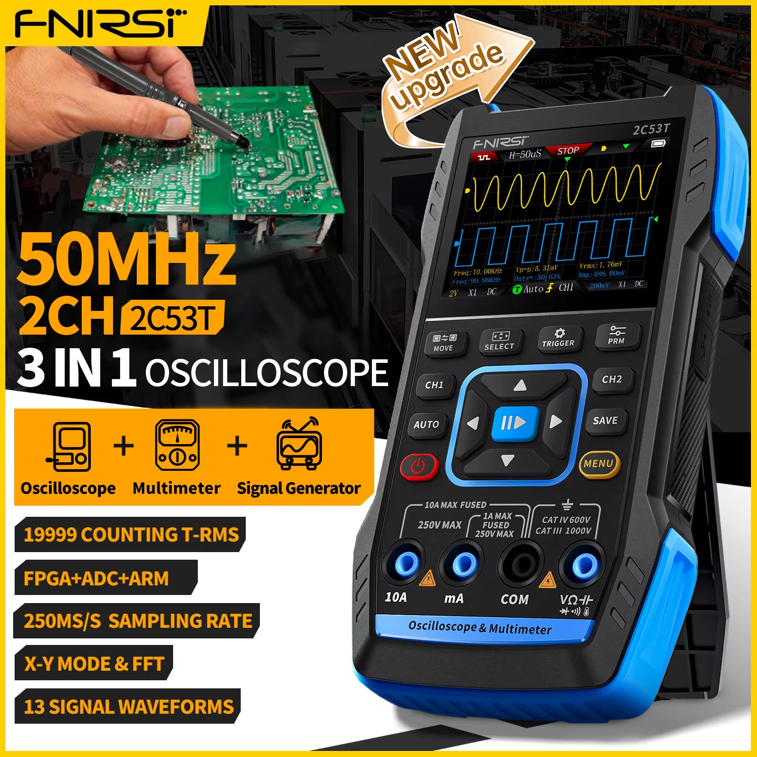 2C23T 2C53T Upgrade 50Mhz Handheld Digital Oscilloscope Multimeter Signal Genera