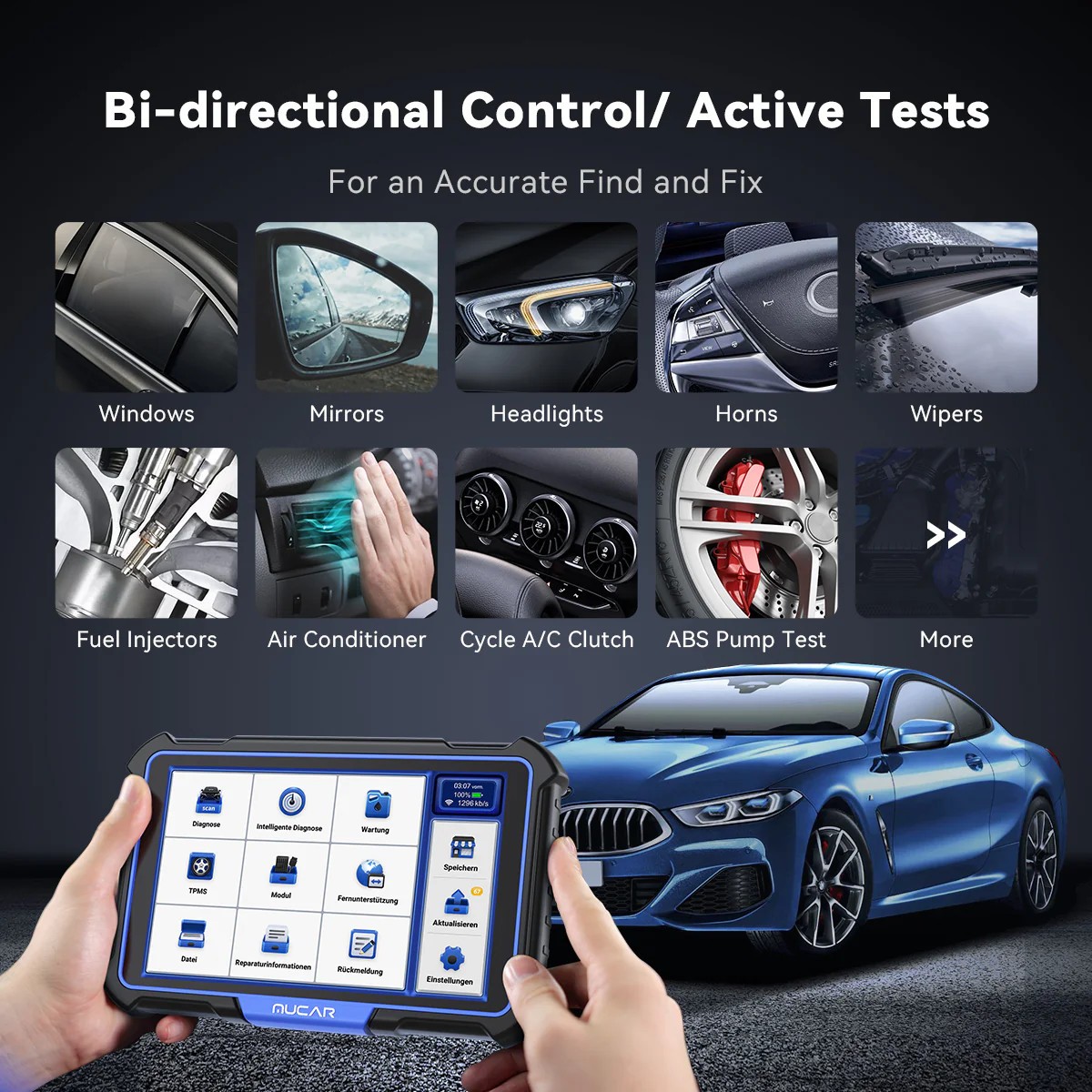 2025 MUCAR VO8 Pro Bidirectional Full System OBD2 Diagnostic Scanner E.CU Coding