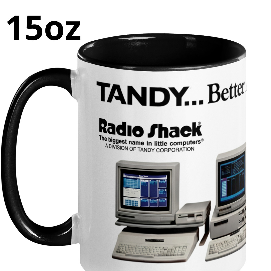 Vintage Tandy TRS-80 Model 2000 Radio Shack 15oz Ceramic Coffee Mug Retro Tech !
