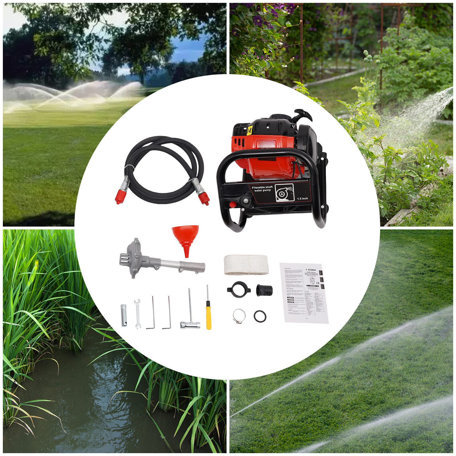 1.5 Inch 4 Stroke Engine Gas Water Pump Water Transfer Pump Gasoline Powered 2HP