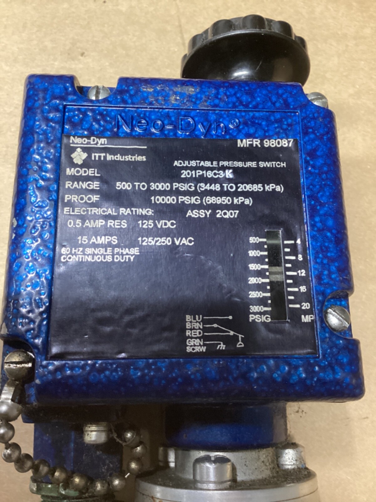 ITT NEO-DYN DIFF. PRESSURE SWITCH 160P4S147 MFR98087 #112G80PR7