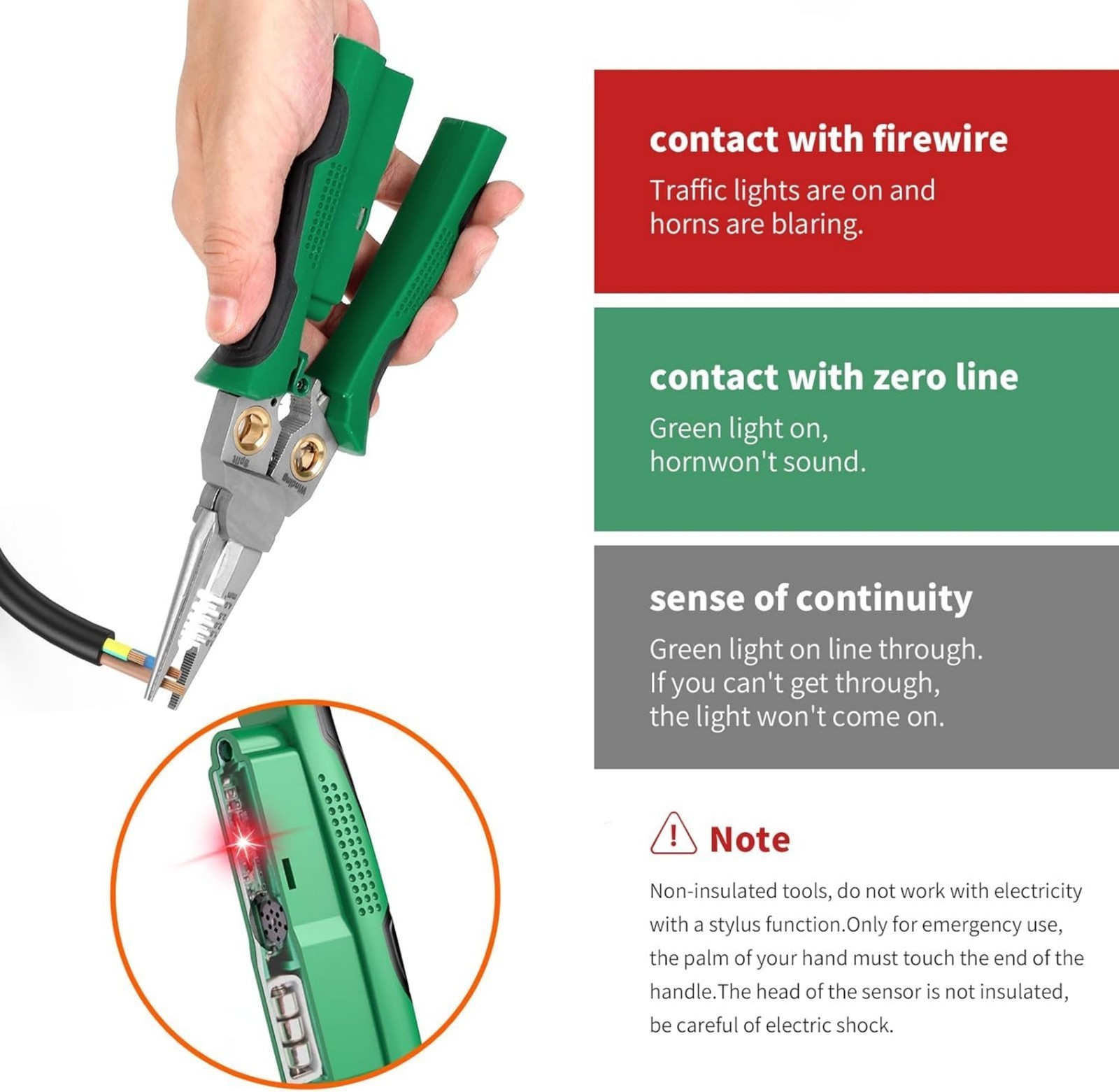 Durable Green Multifunctional Wire Stripper Twister & Voltage Tester