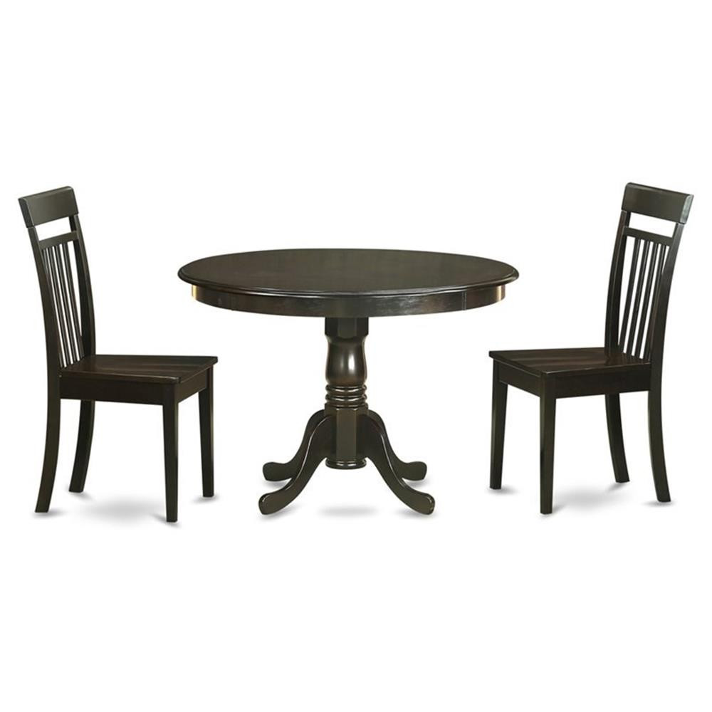 East West Furniture Hartland 3-piece Kitchen Table & Dinette Chair in Cappuccino