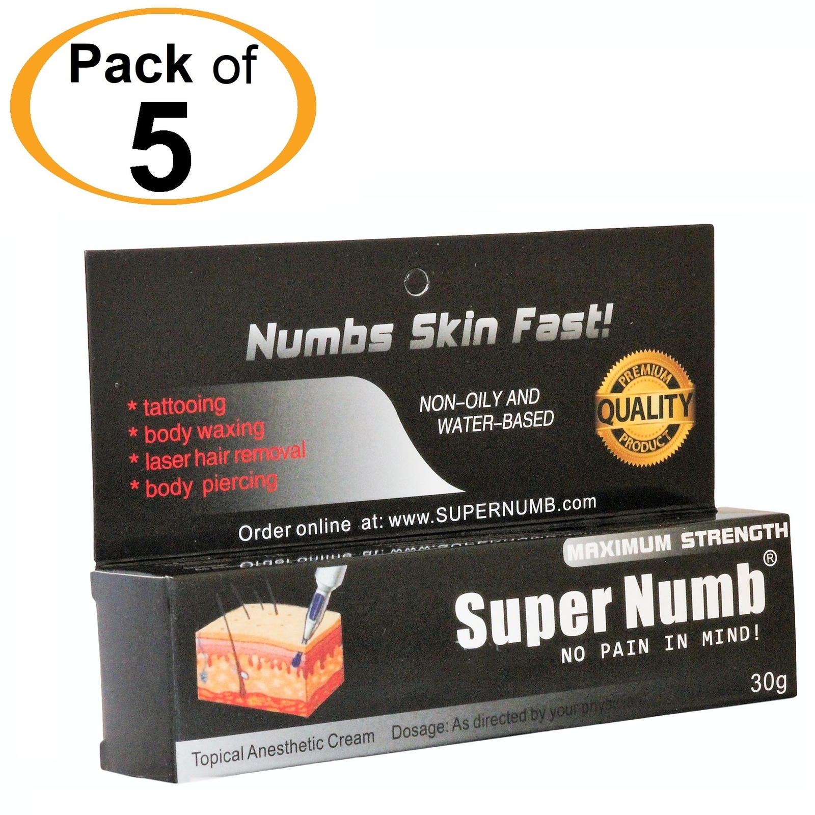 LOT - 5 Tubes 30G SuperNumb Waxing Laser Skin Cream Body Art Cream Piercing