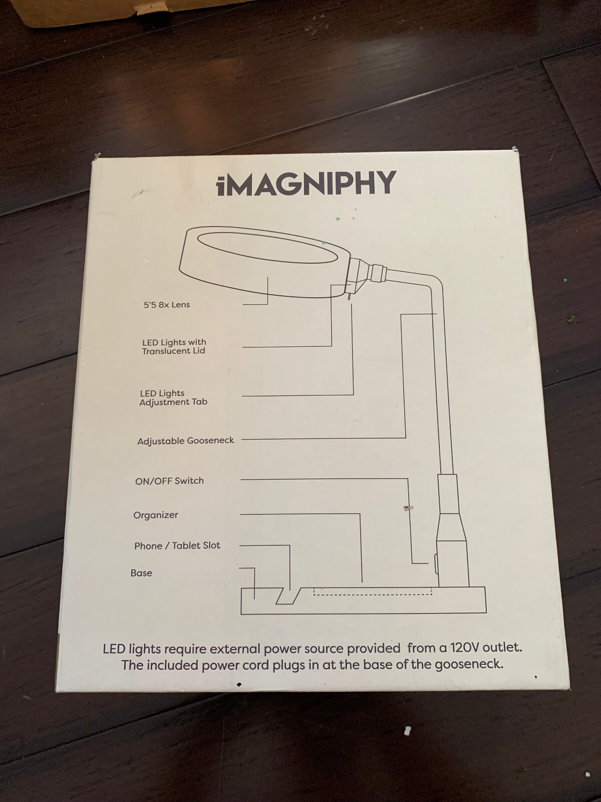 iMagniphy 8X Desk Magnifier Magnifying Glass with Light - LIGHT NOT WORKING READ