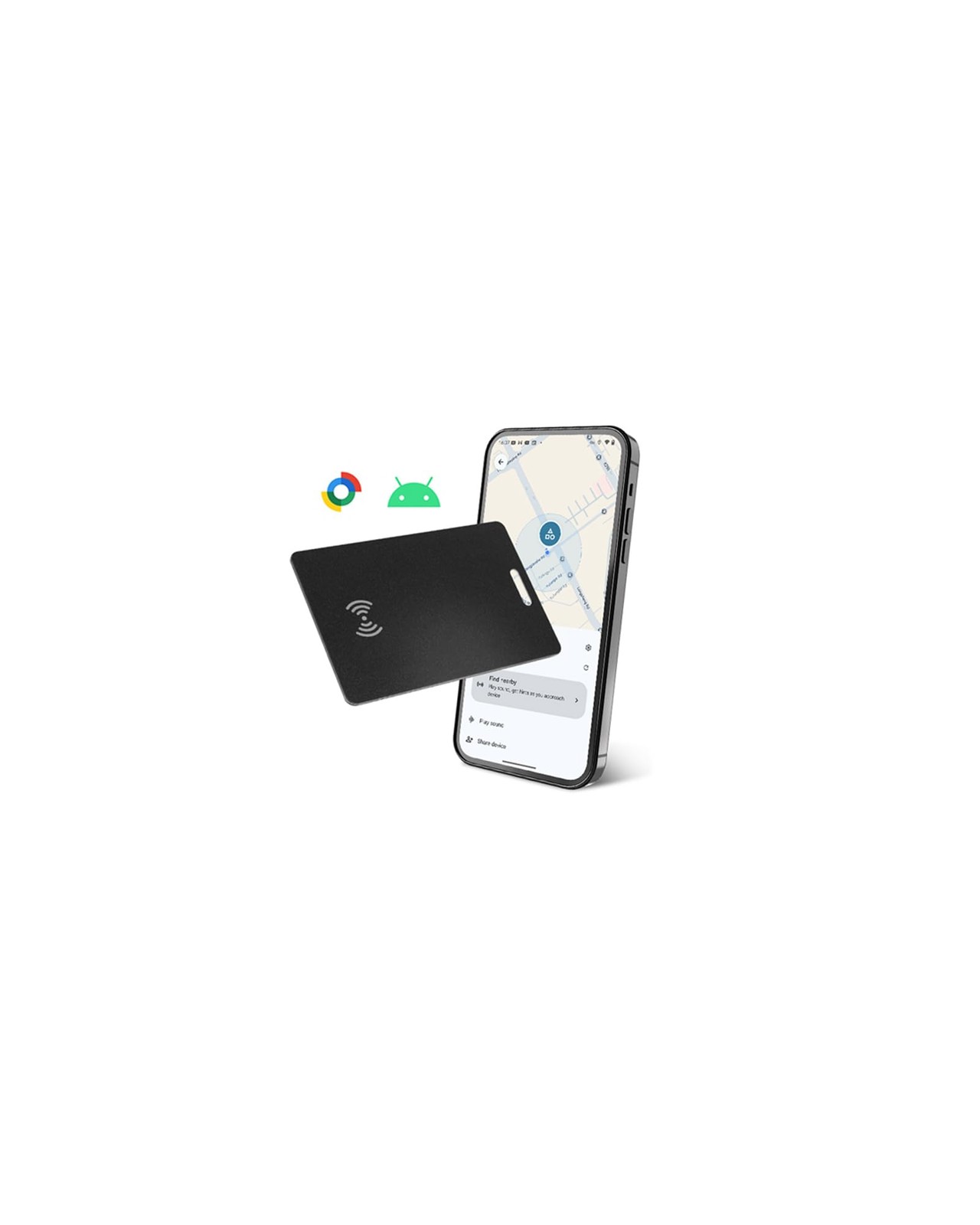Android Wallet Tracker Card, Smart Card (Android Only), GPS Black