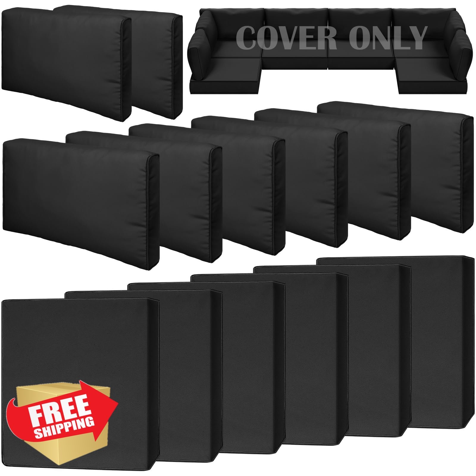 Cethytirko 14pc Outdoor Wicker Rattan Sectional Cushion Covers Zipper