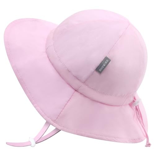 Baby Bucket hat UPF 50+ Wide Brim Toddler Sun hat Beach for 6-24 Months 1b-pink