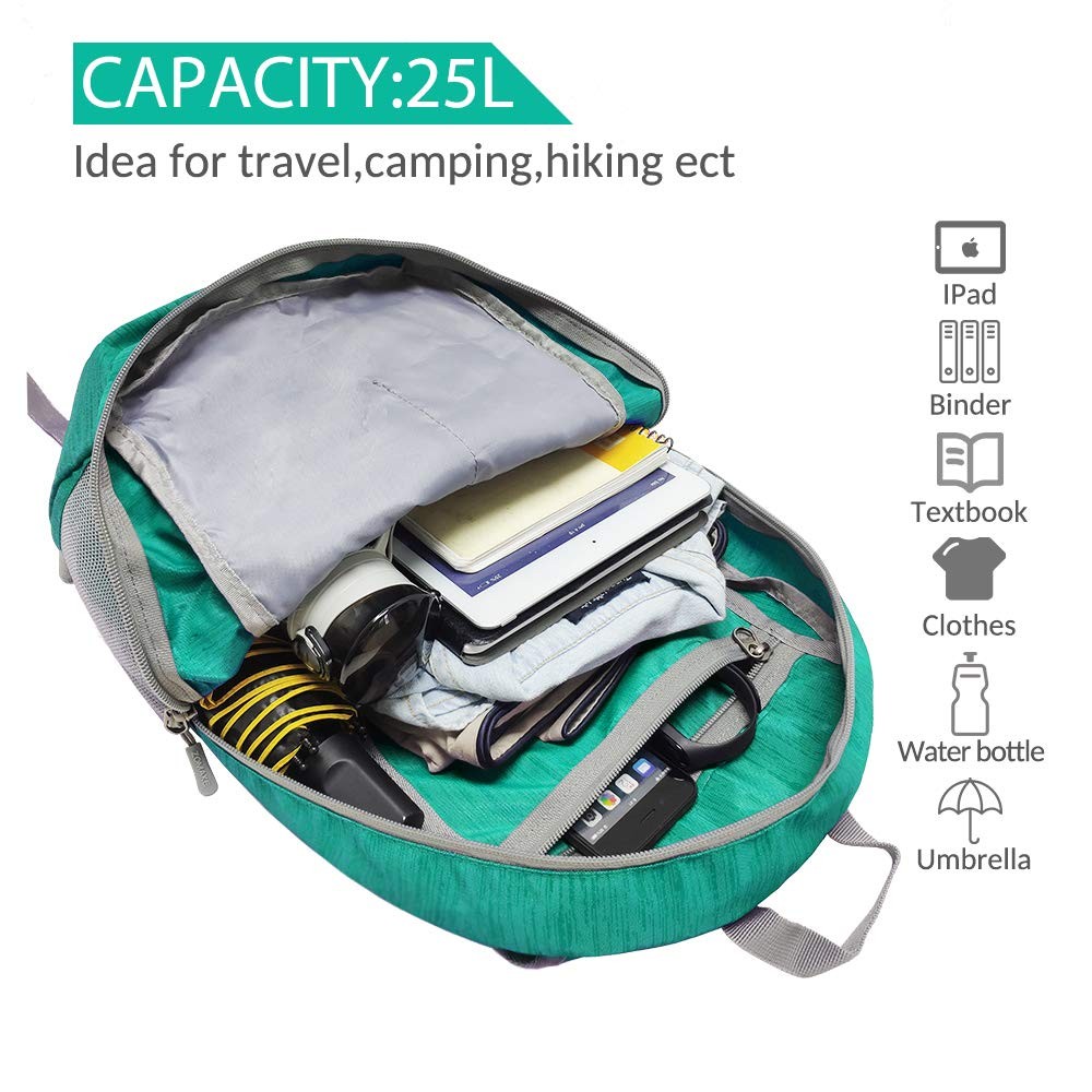 25L Ultra Lightweight Packable Backpack, Foldable Hiking Backpacks Water Resi...