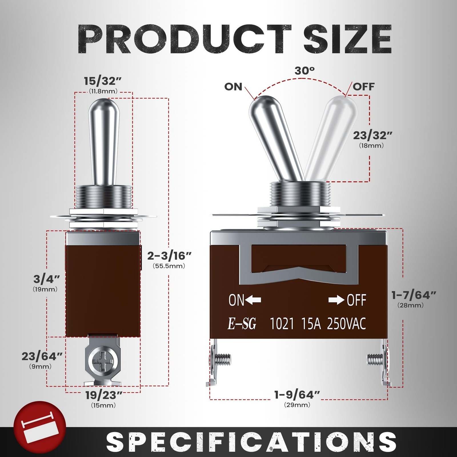 2 Pcs Toggle Switch, 12V 30A Heavy Duty ON/Off 2Pin SPST Toggle Switch with T...