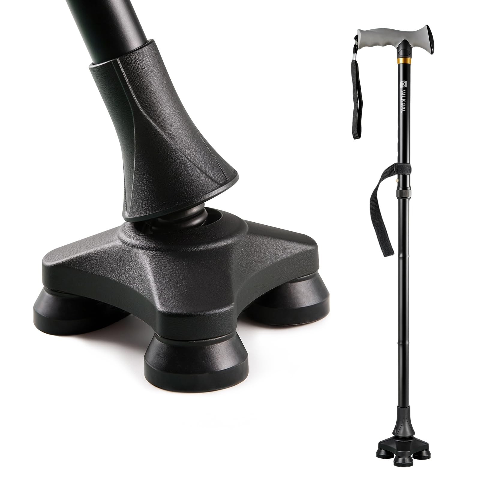 Folding Self-Standing Walking Cane Spring-Loaded 3-Prong Base | Heavy-Duty 30...