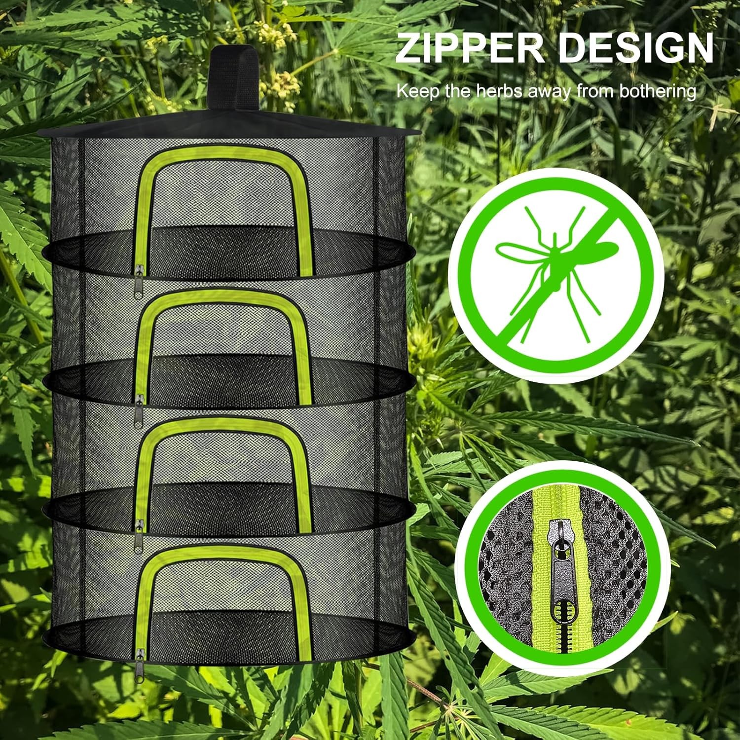4 Layer Herb Drying Rack Hanging Mesh Net Foldable U Shaped