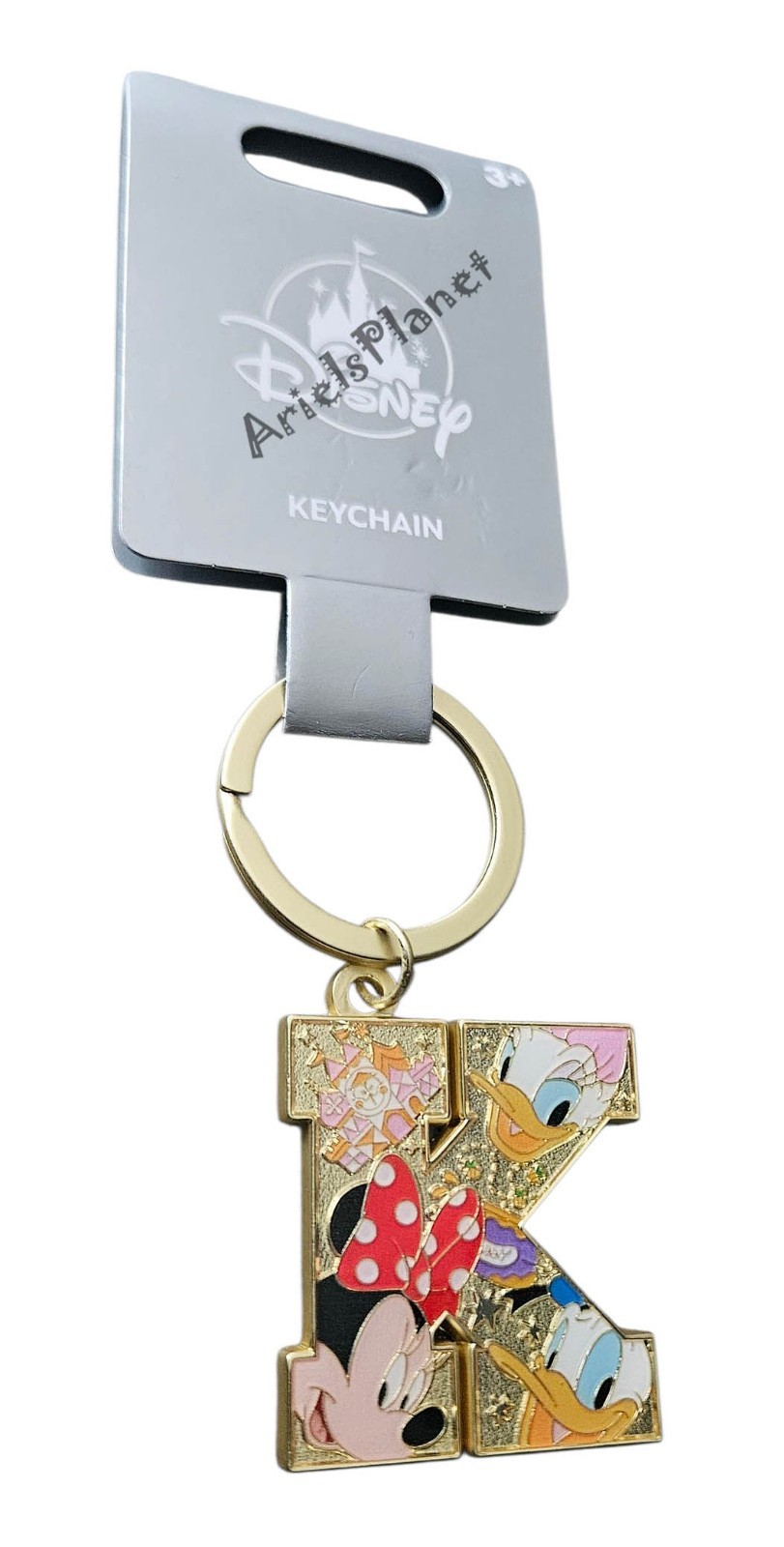 Disney Parks Minnie Daisy Donald Letter K, Gold Tone Metal Keychain Bag Charm