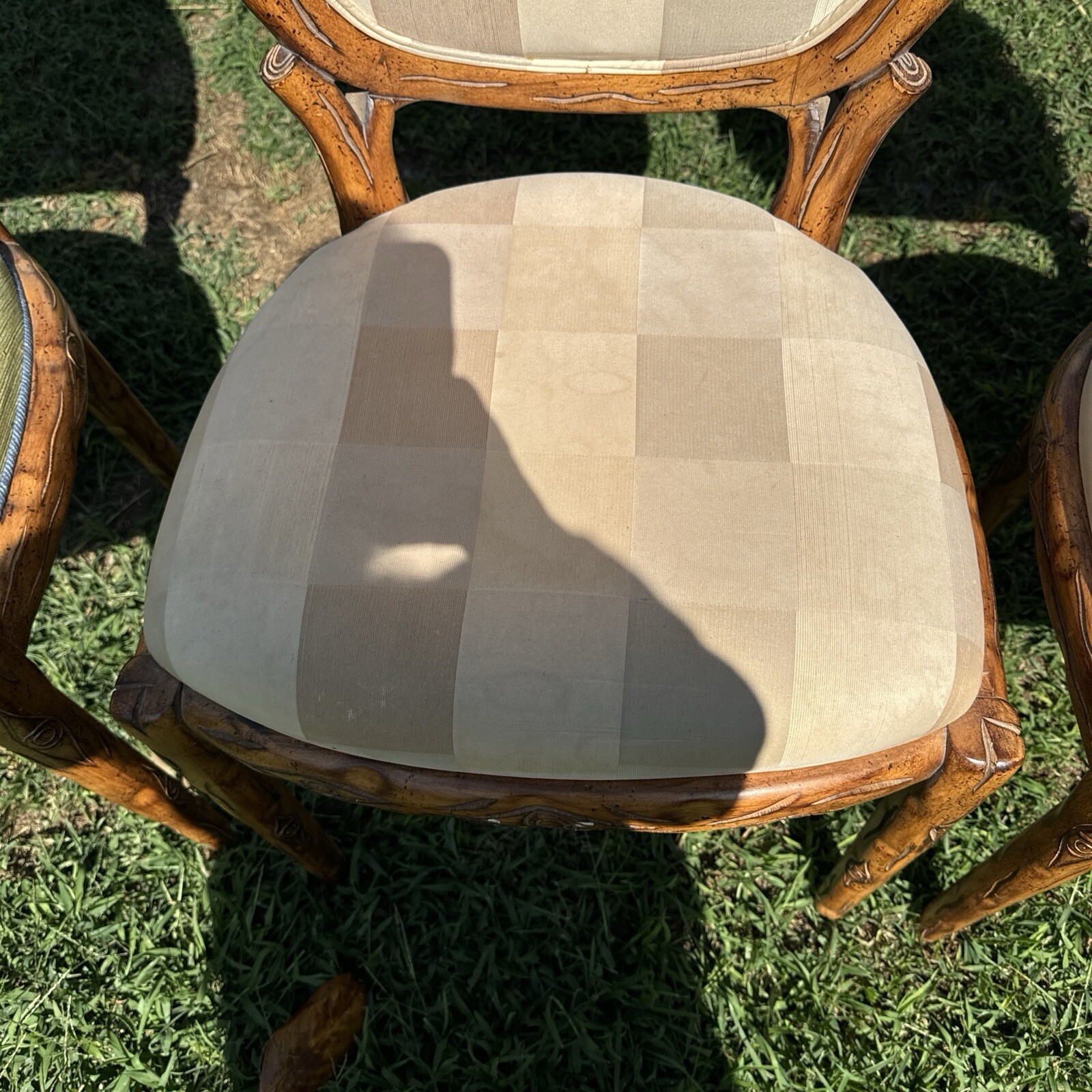 Casa Stradivari Dining Chairs Lot Of 3 Fabric Damaged And Wood Scuffed CPU ONLY