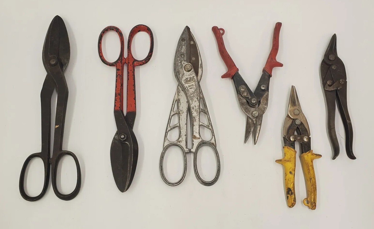 Vintage Tin Snips Sheet Metal Shears Lot of 6 WISS M1 MPC-3 Malco M12 USA Made